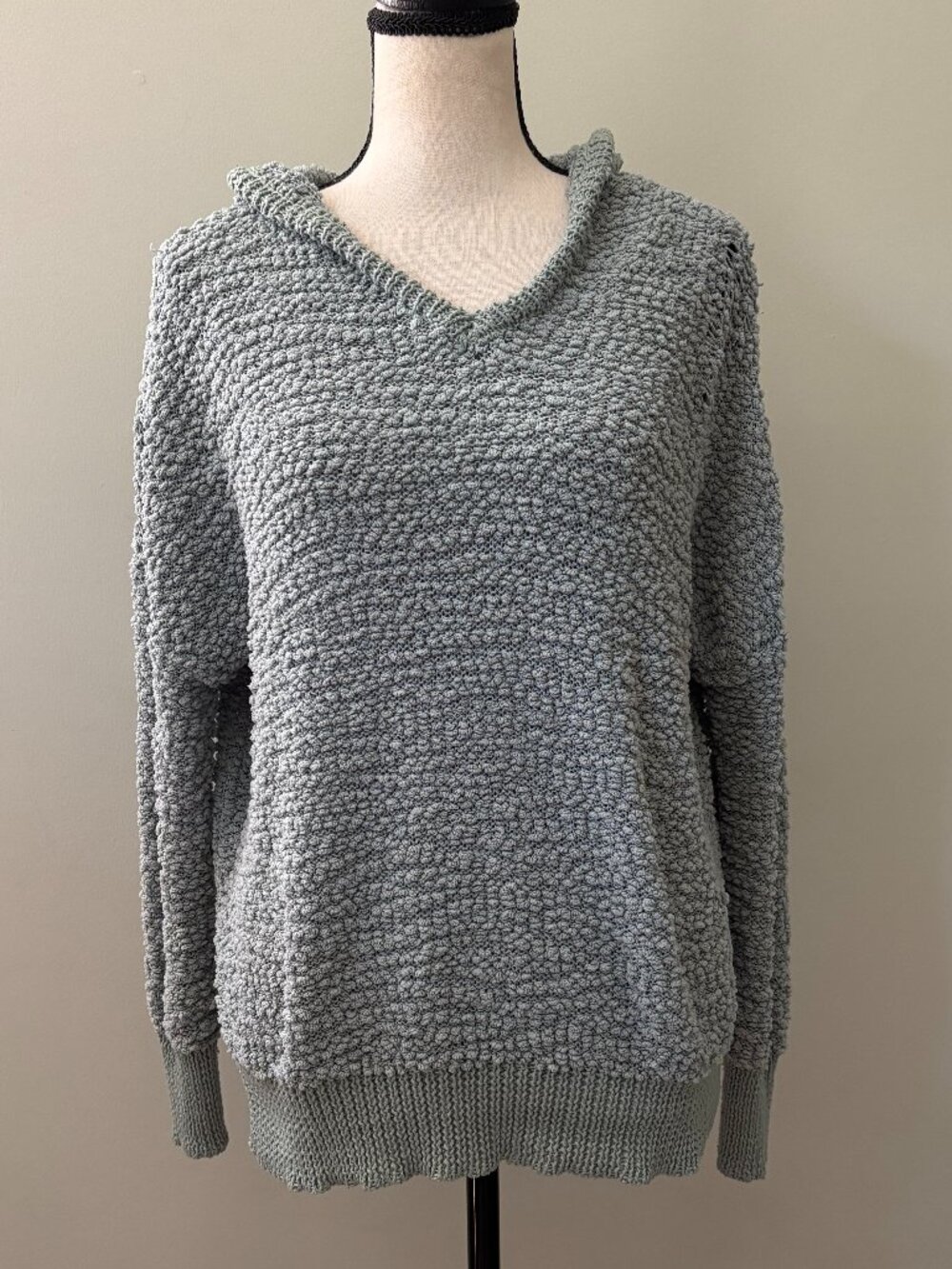 Young Fabulous & Broke Sage Popcorn Knit Hoodie Small/Medium Like New